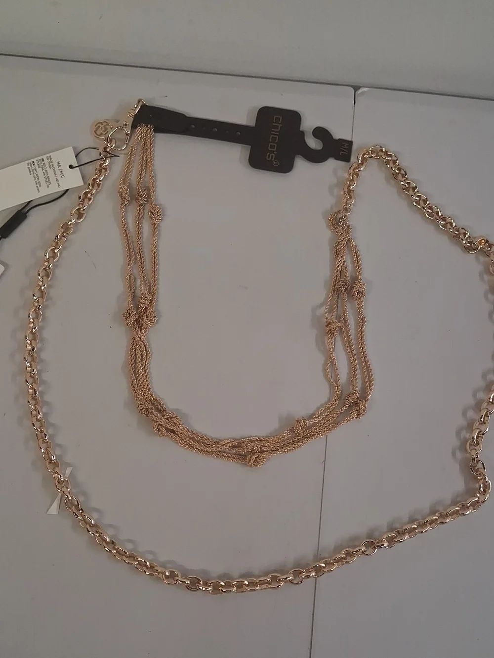 NWT Womens Chico's Gold Multi-Strand Belt Chain Sz. M/L